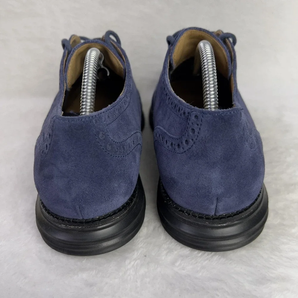 Cole Haan LunarGrand Wingtip Shoes Mens Size‎ 10.5 Blue Suede Oxford Dress